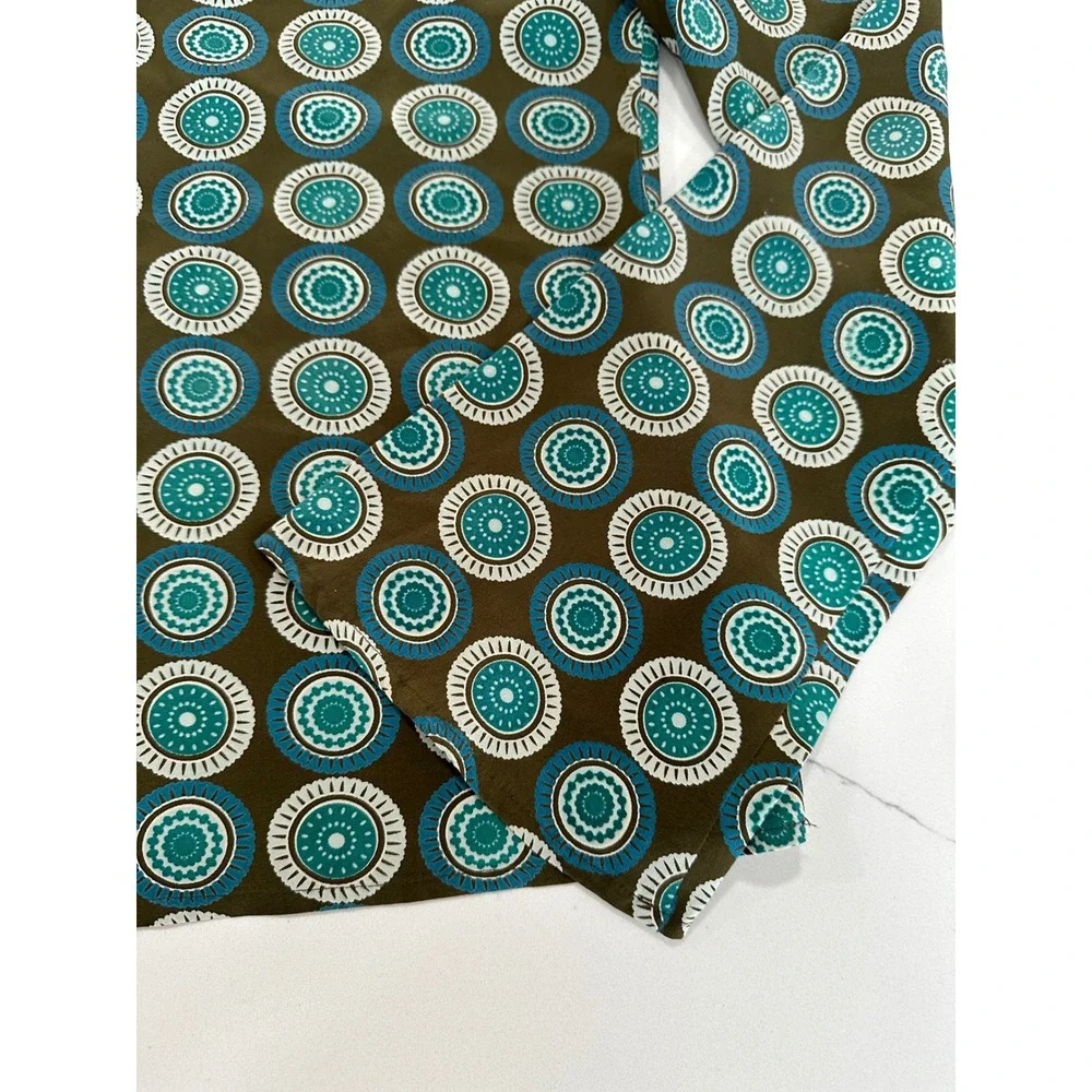 Tory Burch Silk Mandarin Collar Tie Neck Blouse‎ Geometric Print Size 6